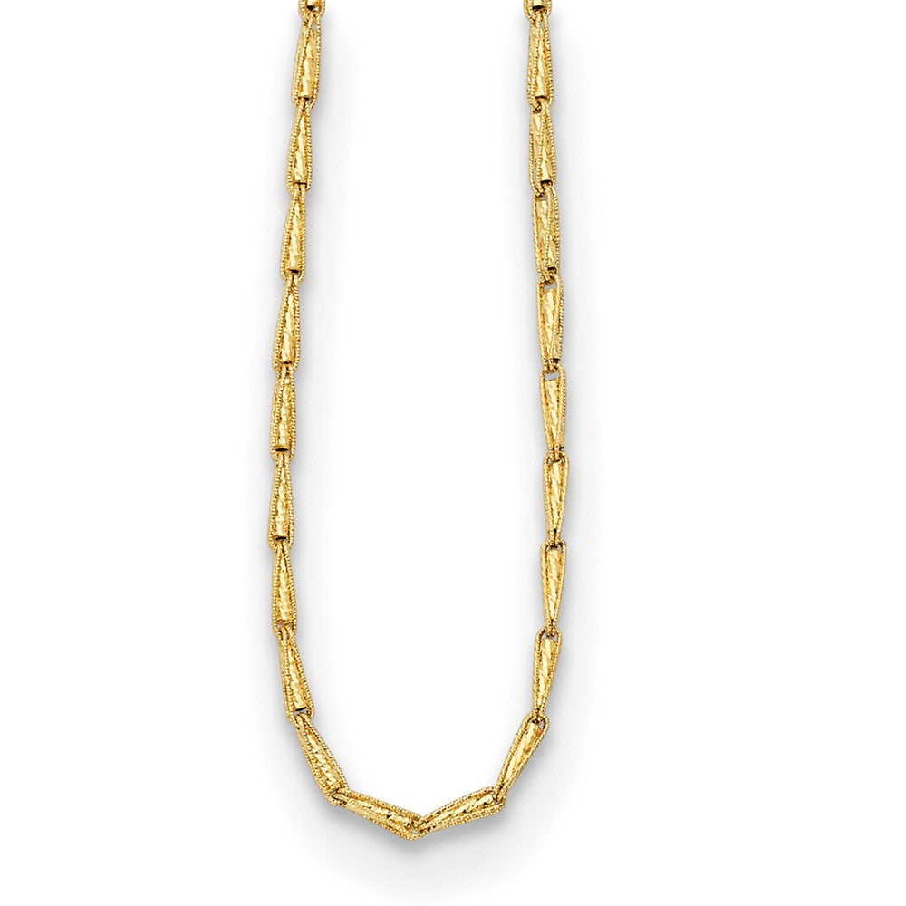 D2D 14K Fancy Textured Link 34 inch Fancy Necklaces