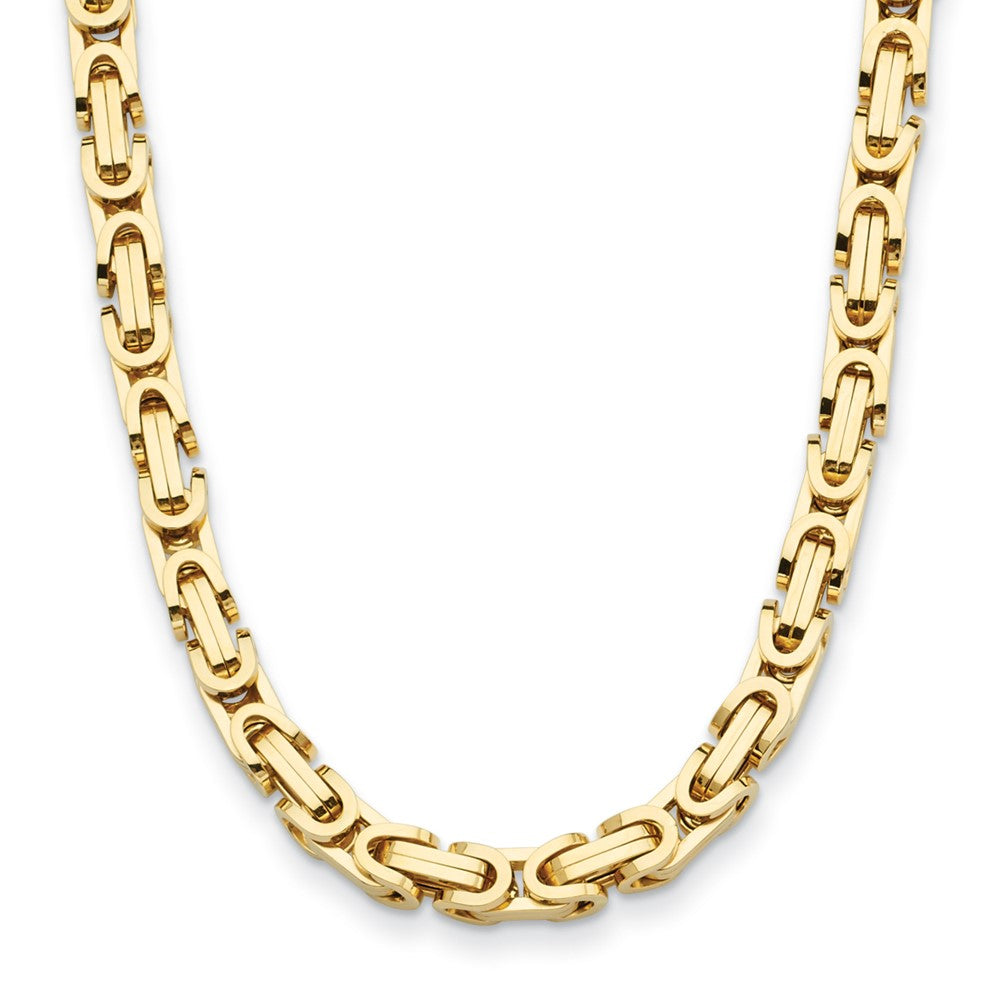 D2D 14K 7mm Fancy Link 24 inch  Byzantine Chain