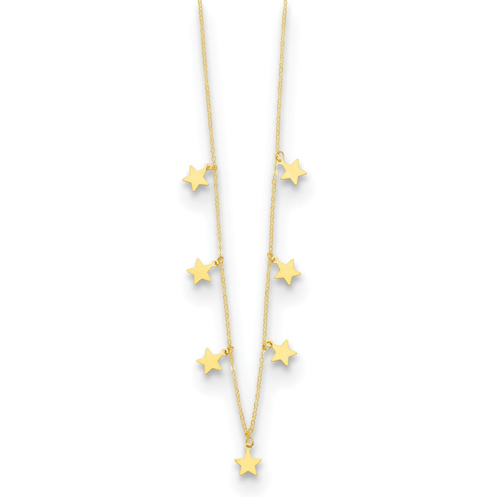 D2D 14K Seven Dangle Stars 16 inch w/2 in ext. Themed Necklaces