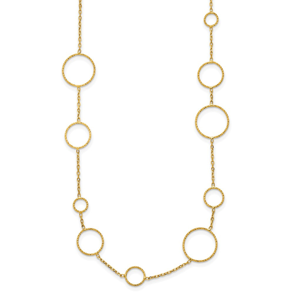 D2D 14K Open Circles & Chain 34 inch Fancy Necklaces