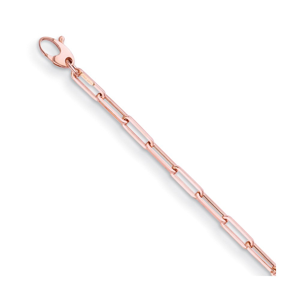 D2D 14K Rose Gold 4mm Flat Paperclip Link 7.5in Bracelet