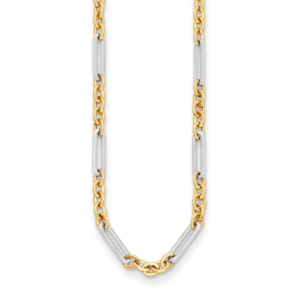 D2D 14K Two-tone Oval & Paperclip Link 20 inch Necklace