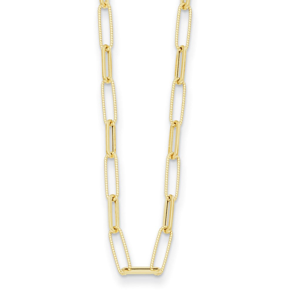 D2D 14K Polished & Textured Paperclip Link 16 in Necklace