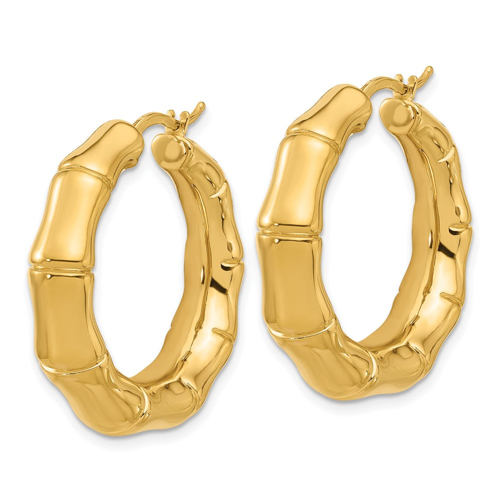 D2D 14K Bamboo Shape Hoop Earrings