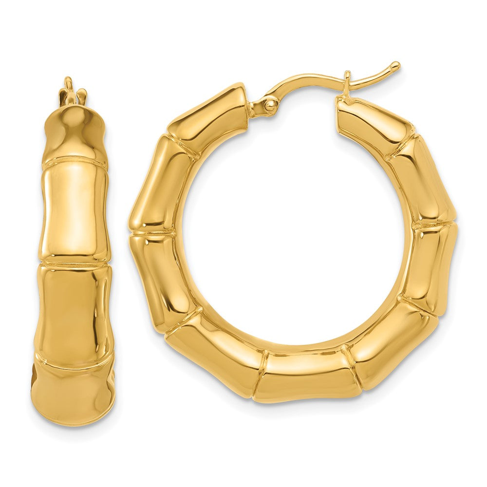 D2D 14K Bamboo Shape Hoop Earrings