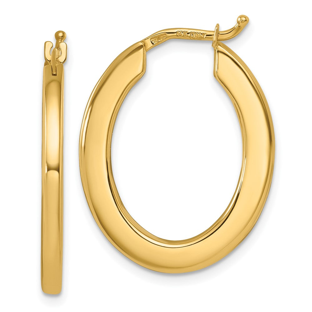 D2D 14K Square Edge Oval Hoop Earrings