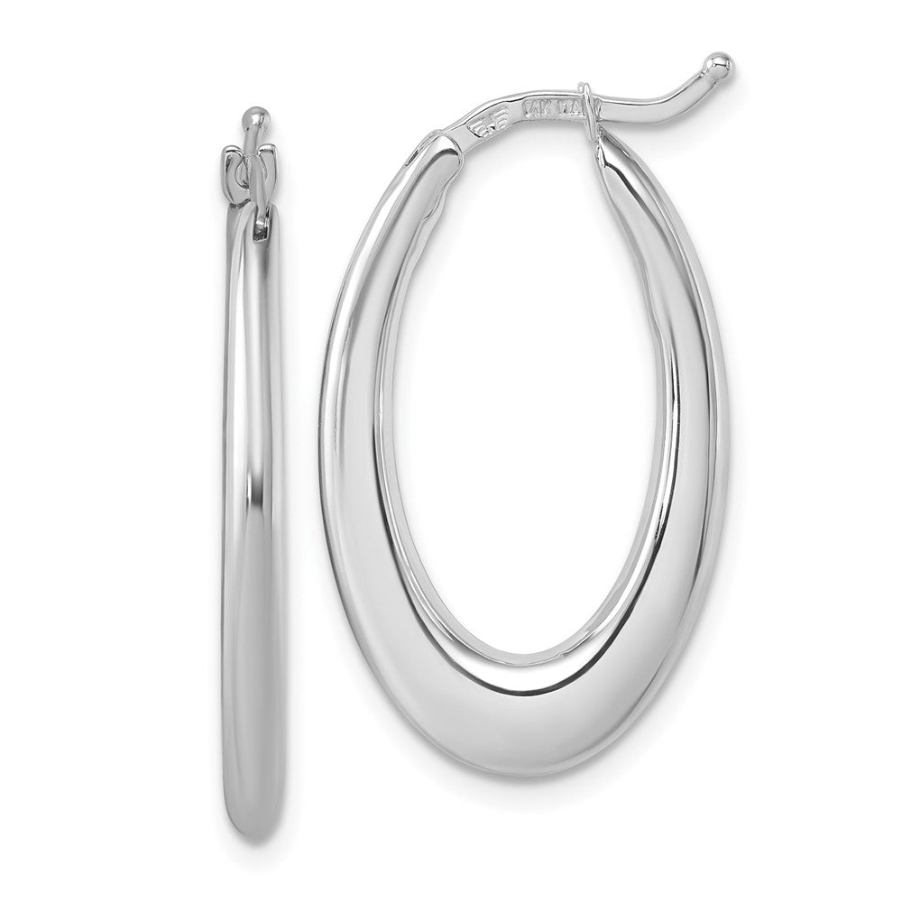 D2D 14K White Gold Oval Hoop Earrings