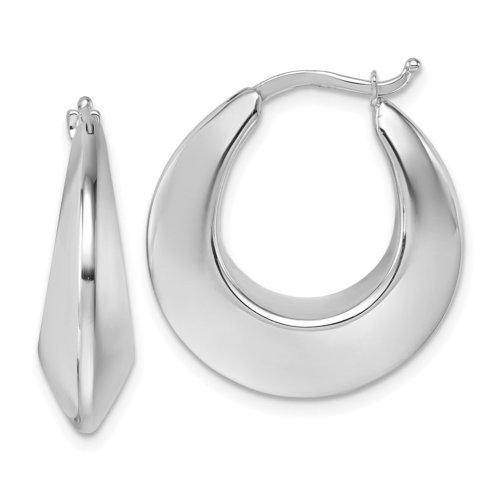 D2D 14K White Gold Knife Edge Hoop Earrings