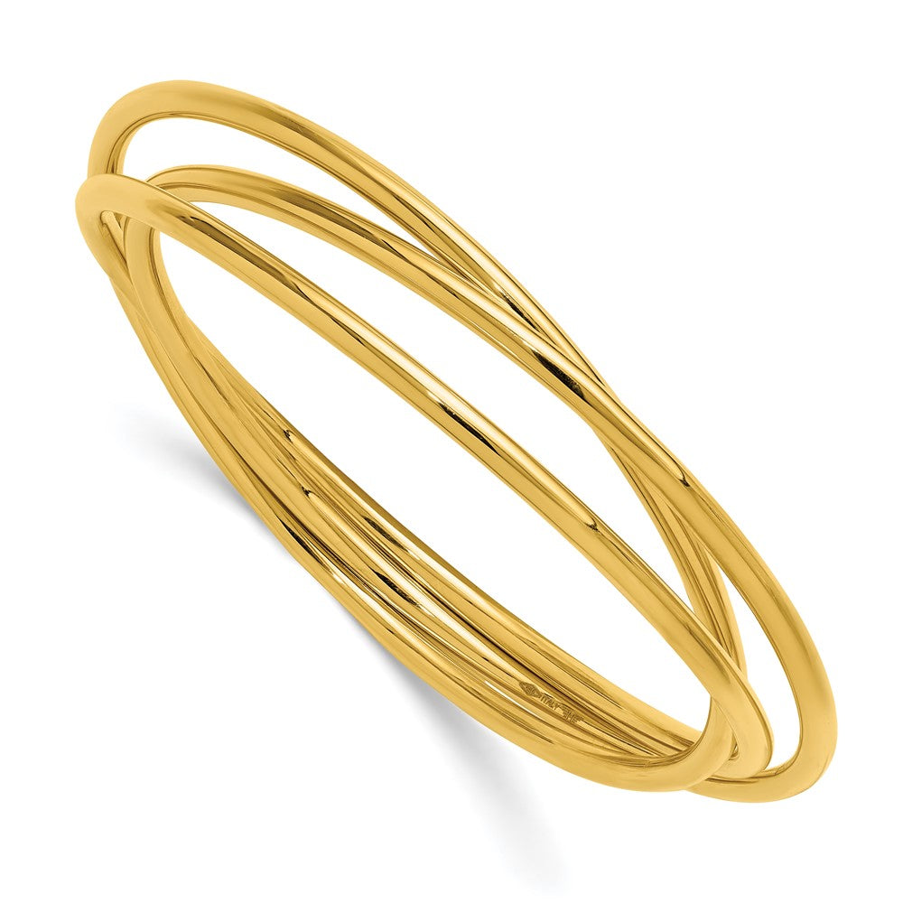 D2D 14K Polished 3 Intertwined Slip-on Bangle