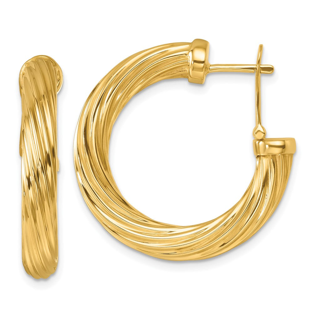 D2D 14K Ribbed Post Hoop Earrings