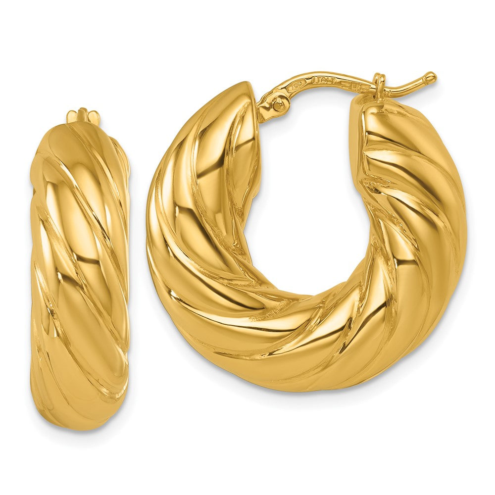 D2D 18K Puffed Twisted Hoop Earrings