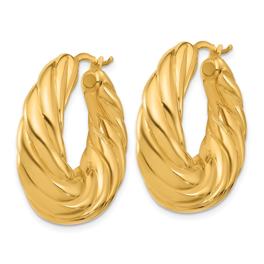 D2D 18K Polished Puffed Twisted Hoop Earrings