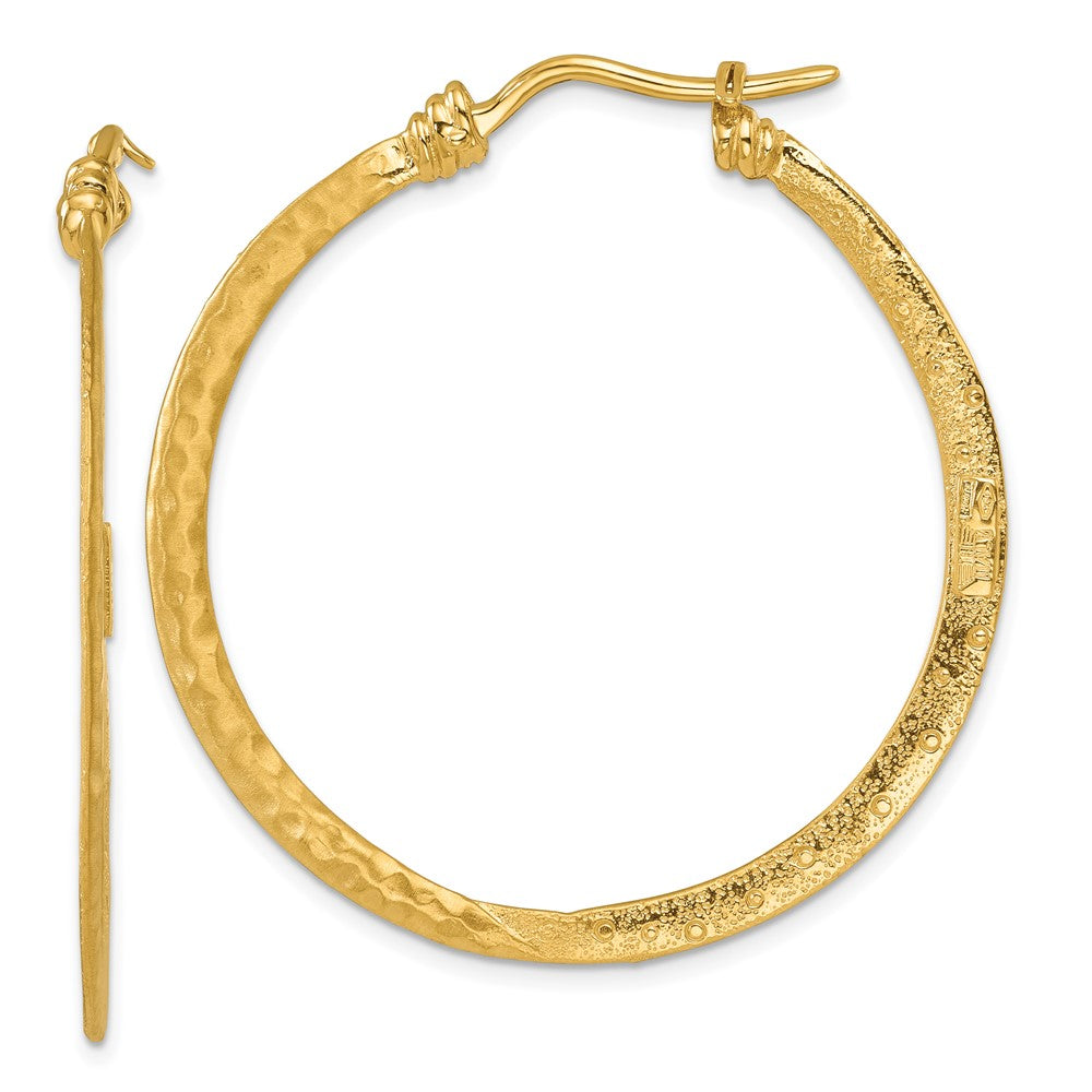 D2D 18K Hammered & Textured Hoop Earrings