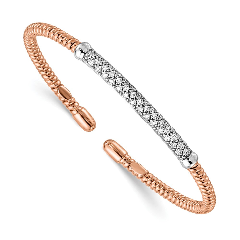 D2D 18K Rose & White Gold Diamond Cuff Bangle