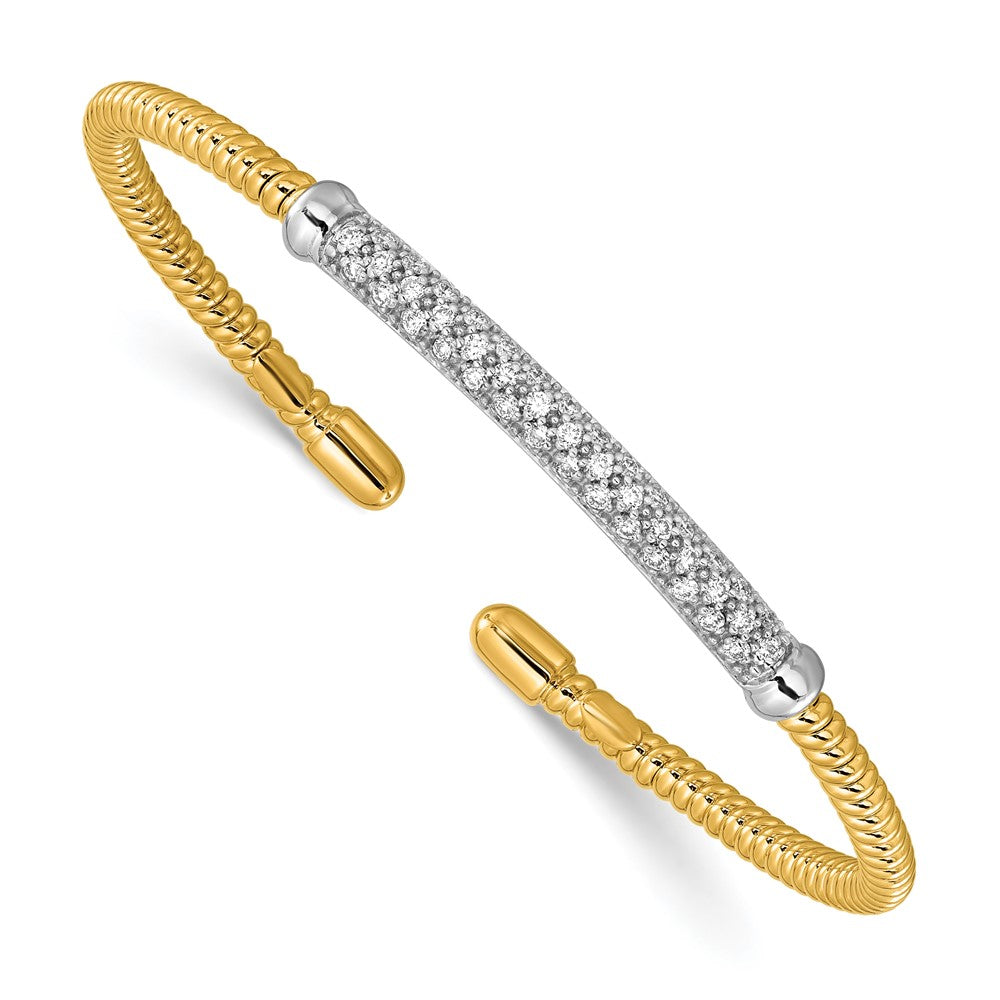 D2D 18K Two-tone Diamond Cuff Bangle