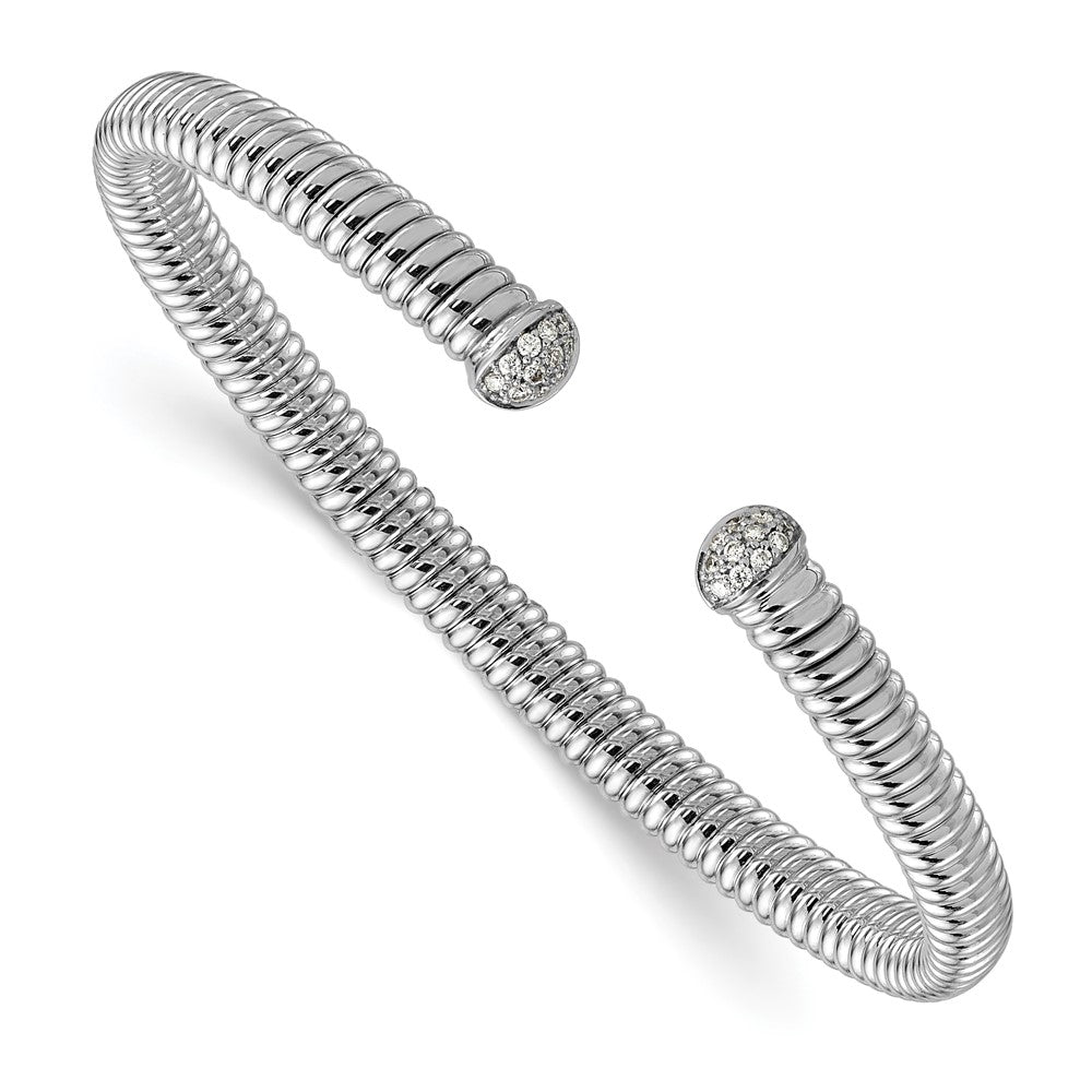 D2D 18K White Gold Diamond Cuff Bangle