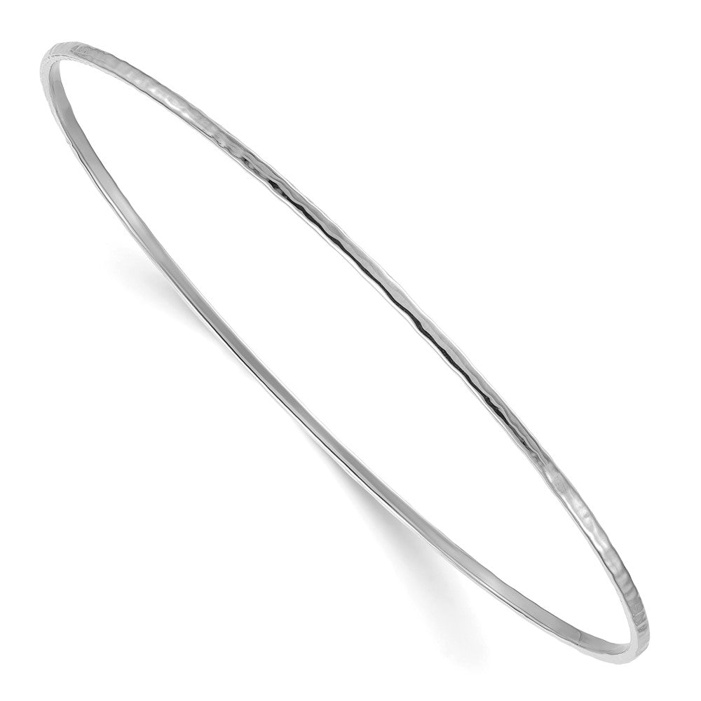 D2D 18K White Gold Solid Hammered 1.5mm Slip-on Bangle