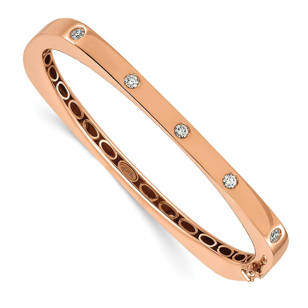 D2D 18K Rose Gold Diamond Hinged Bangle