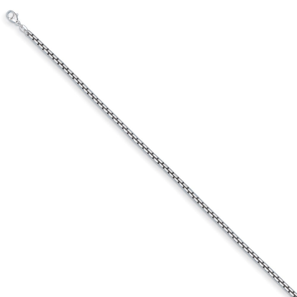 D2D Sterling Silver Rhodium-plated 4mm Box 24 inch Chain