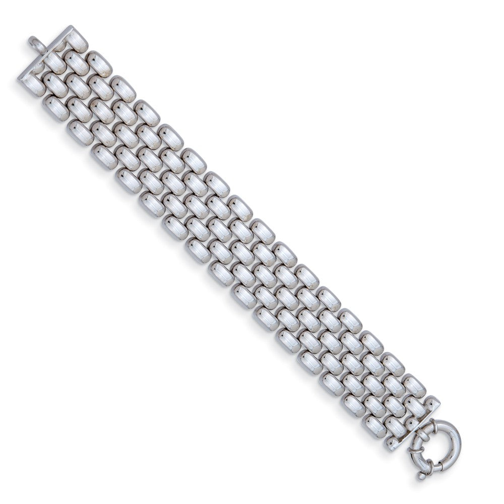 D2D Sterling Silver Rh-plated 24mm 5-row Fancy 7.5in Bracelet