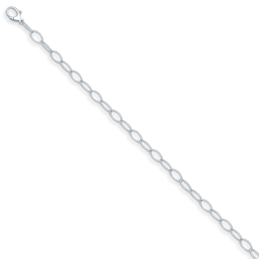 D2D Sterling Silver Rh-plated 7.5mm Oval Link 20 in Chain