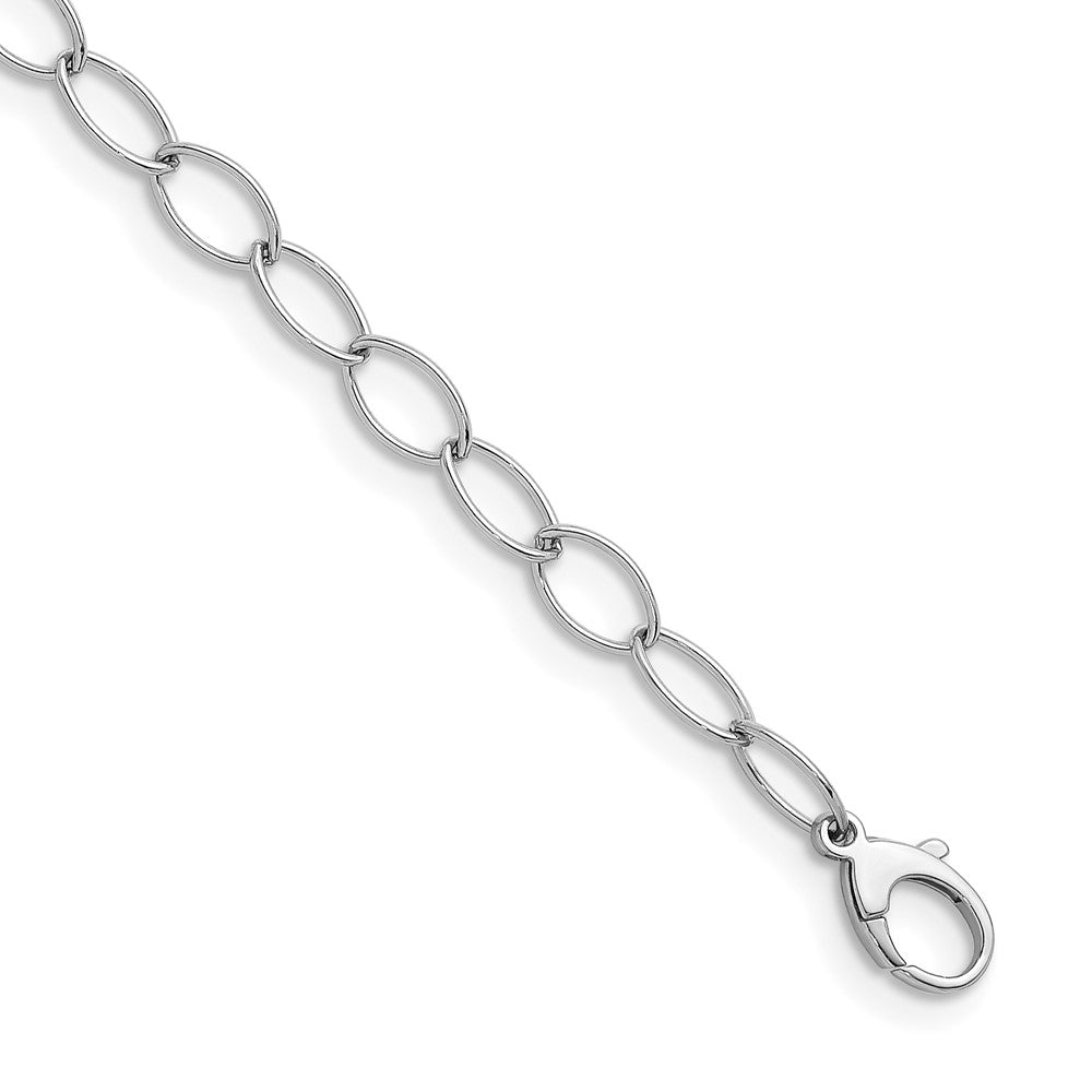 D2D Sterling Silver Rh-plated 7.5mm Oval Link 18 in Chain