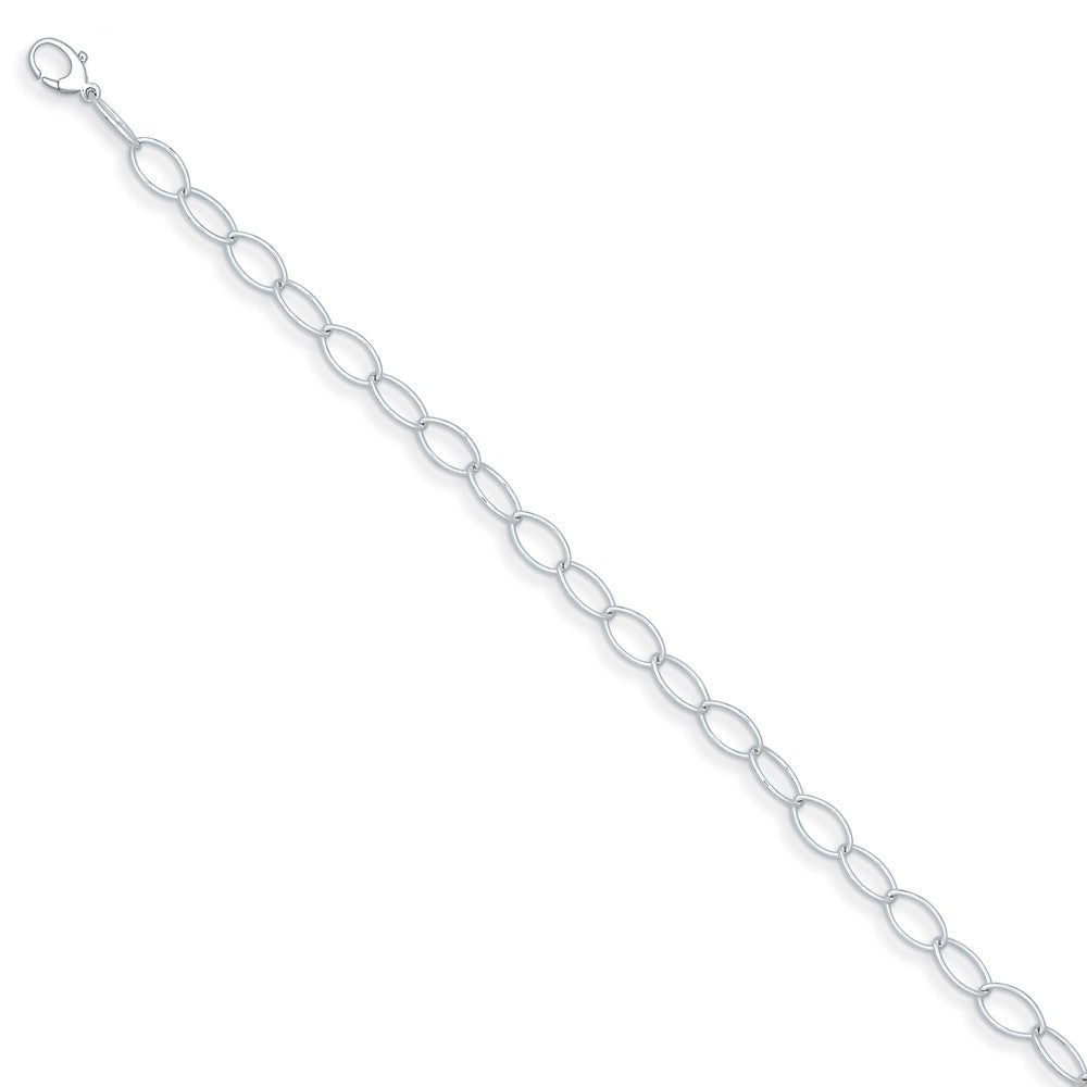 D2D Sterling Silver Rh-plated 9.2mm Oval Link 18 in Chain